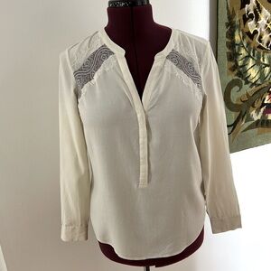 GO Silk Shirt Lace Inset XS Off-white